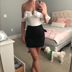 White OTS ruffle bodysuit NWT